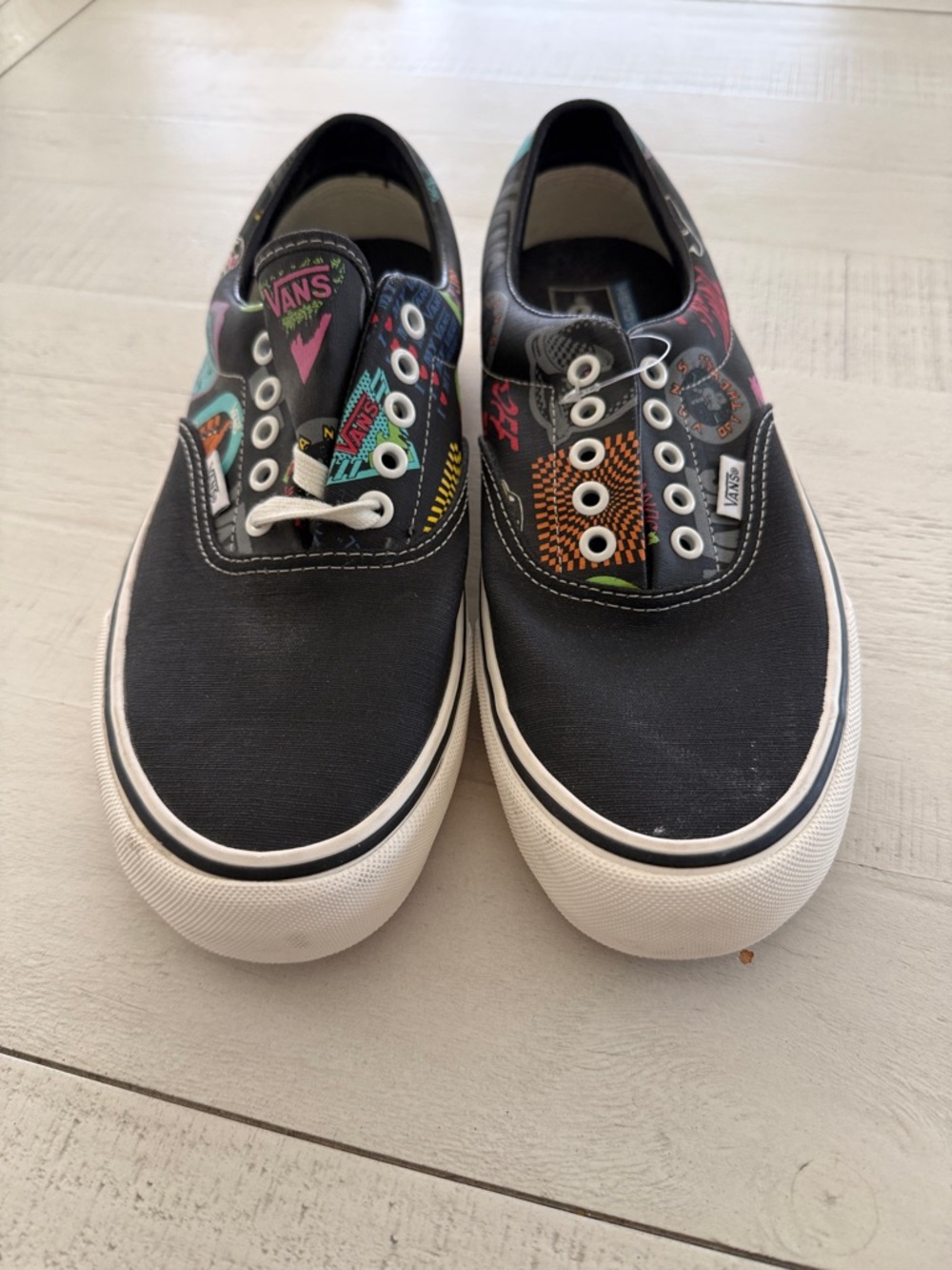 Vans Kids Black Canvas Sneakers with Neon Multicolor Graphics
